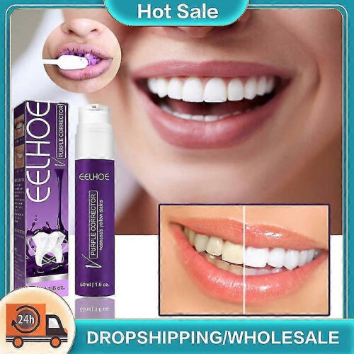 (02 60ml) Eelhoe Purple Tooth Beautifying Toothpaste Niacinamide Whitening Yellow Tooth Remove Stains 1