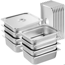 Cacerolas de Mesa a Vapor-Duoku-Conjunto de 8-Anti-entupimento de Tamanho 1/2 com Tampa-Aço Inoxidável-0,8 mm de espessura