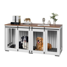 Gaiola Dupla para Cão de 72 po-Duoku-Branco-para Cães Pequenos e Grandes-Estrutura de Aço Robusto-2 Portas Deslizantes