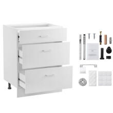 Móvel baixo - DUOKU - Shaker - 3 Gavetas - 61 cm x 48 cm x 81 cm - Não Montado