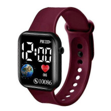(red) Kids Digital Electronic Watch Children Boys Girls LED Watches Sports Waterproof New Arrival