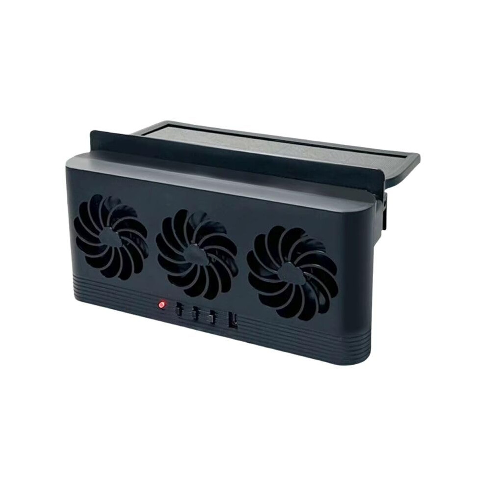 Solar Car Vent Fan For Mg Astor Dual Power Auto Cooling Usb Rechargeable Vehicle Ventilation System Black 9001264111526