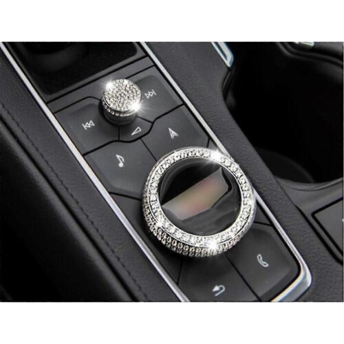 (Style M) Bling Crystal Car Interior Decorations Cover Accessories Center Console Knobs Sticker For Cadillac Ct6 2019 Silver 2