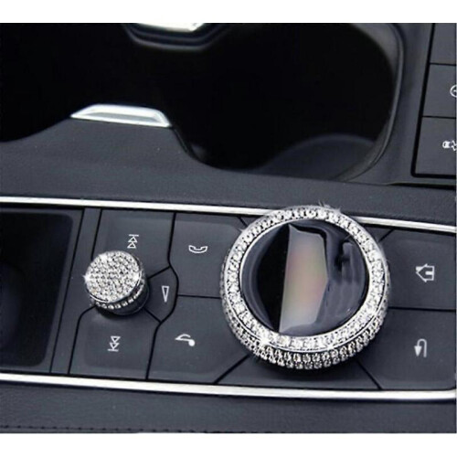 (Style M) Bling Crystal Car Interior Decorations Cover Accessories Center Console Knobs Sticker For Cadillac Ct6 2019 Silver 1