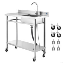 Évier Utilitaire - DUOKU - SS100-3 - Acier Inoxydable - Design 3 en 1 - Robinet Pivotant 360