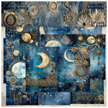 Scrapbooking Decorative Paper Cardstock, Floral, 24 Sheets, 5.7 x 8.3 Inches, Singlesided, 8 Designs, Blue