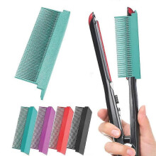 (Green) Flat Iron Comb Attachment, Straightening Comb For Hair, Hair Straightener Comb That Attaches To Flat Iron, Salon Hair Styling Tool