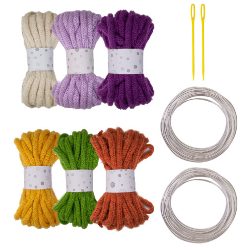 6Rolls Hollow Braided Cord 7mm 5Meters Polyester-Combination 8