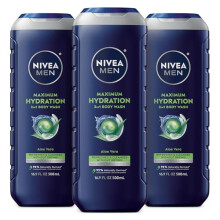 Nivea Men Maximum Hydration Body Wash fr trockene Haut, mit Aloe Vera angereichertes 3-in-1-Feuchtigkeits-Duschgel fr Gesicht und Haare, parabenfre