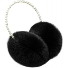 (black) Women's Soft Plush Earmuffs With Pearl Headband Outdoor Warm Earmuffs (white) (d-583-a)