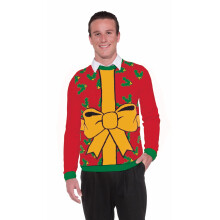 Forum Novelties Adult All Wrapped Up Ugly Christmas Sweater Red Large