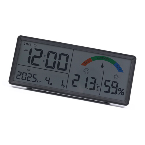 Large LCD Digital Wall Desk Clock With Temperature-Black