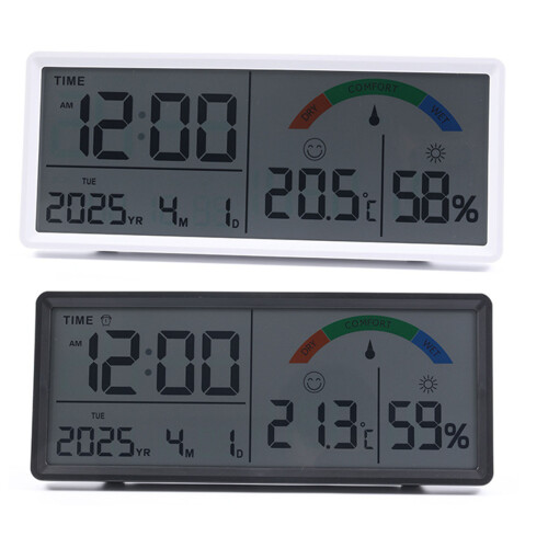 Large LCD Digital Wall Desk Clock With Temperature-Black 1