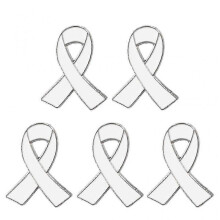 (White) Set Of 5 Ribbon Brooch Pin Beautiful Design Ribbon Enamel Pin Alloy Material