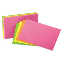 Oxford Neon Indexkaarten, 3" x 5", Gelinieerd, Assortiment Kleuren, 100 Per Verpakking (40279)