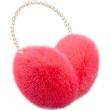 (red) Women's Soft Plush Earmuffs With Pearl Headband Outdoor Warm Earmuffs (white) (d-583-a)