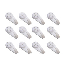 20 Pieces White Powerful Concrete Hard Wall Drywall Picture Hooks Traceless Nail Plastic Wall Hooks for Picture Frames Clock Hangers (2 Inch Length)