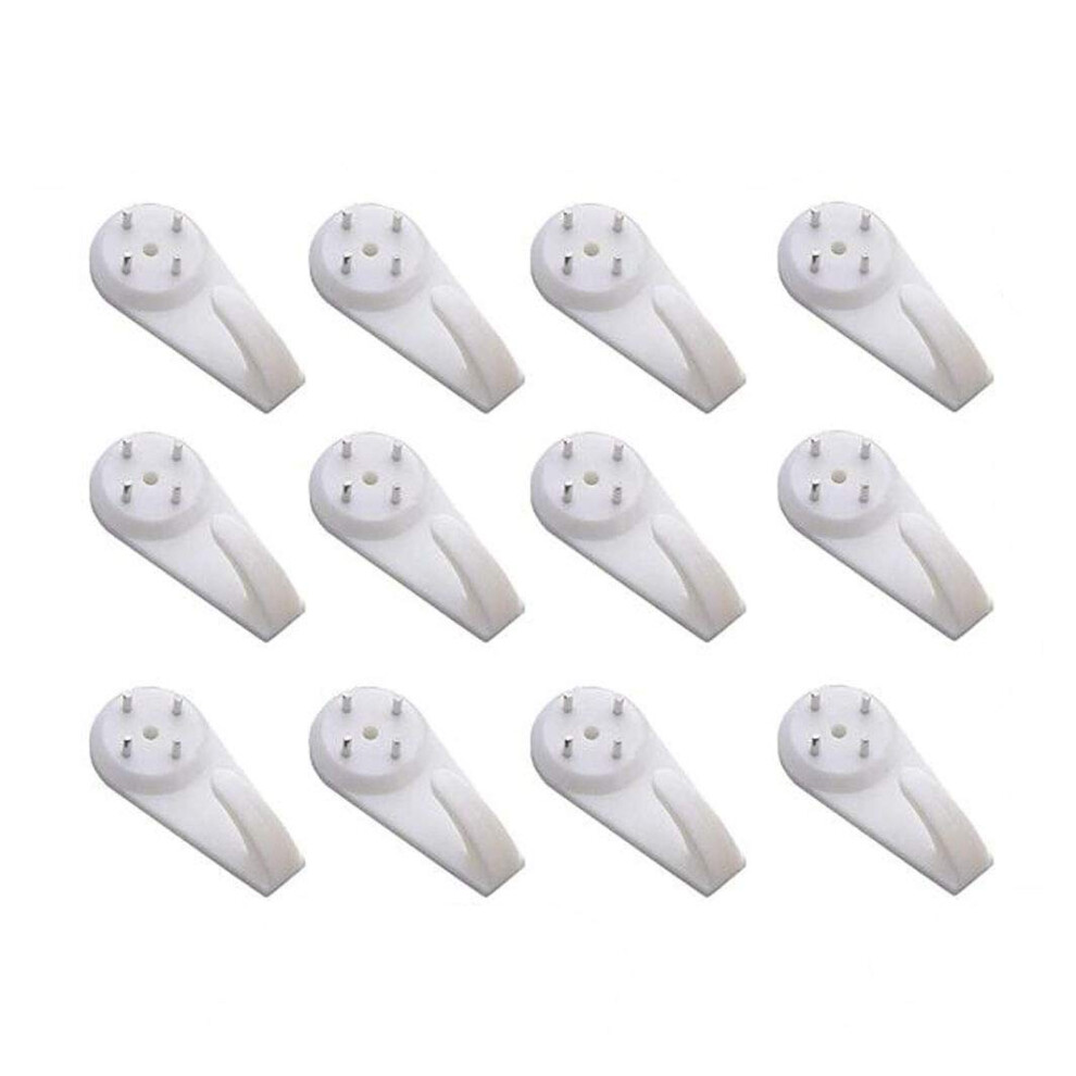 20 Pieces White Powerful Concrete Hard Wall Drywall Picture Hooks Traceless Nail Plastic Wall Hooks For Picture Frames Clock Hangers (2 Inch Length) 9119770817266