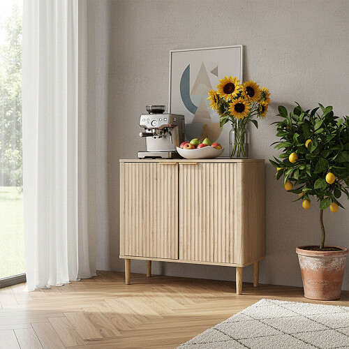 Living And Home Modern Sideboard with Double Doors & Adjustable Interior