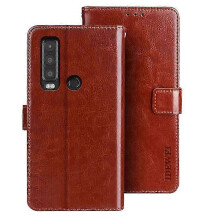 (Brown)IDEWEI For Cat S75 5G Crazy Horse Leather Flip Case Phone Wallet Cover 25-26