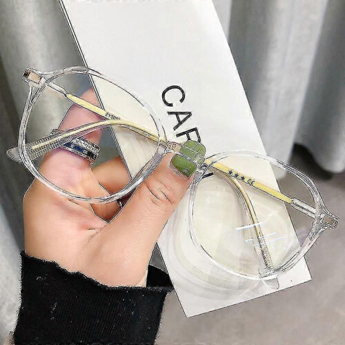 (Transparent White) Blue Light Blocking Glasses Anti Eye Strain Frame Glasses