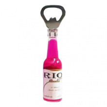 (RIO pink) Retro Magnetic Beer Bottle Opener Simulation Beer Bottle Drink Bottle Opener Refrigerator Sticker