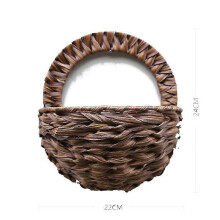 (coffee) Semicircular Wall Hanging Basket Rattan Wall Hanging Flower Pot Bamboo Basket