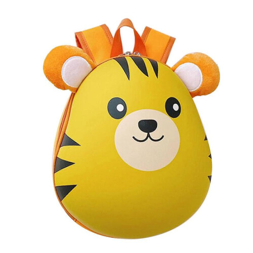 (Orange tiger) Cute 3d Animal Kids Backpack With Adjustable Shoulder Strap Double Zipper Bag 1PC