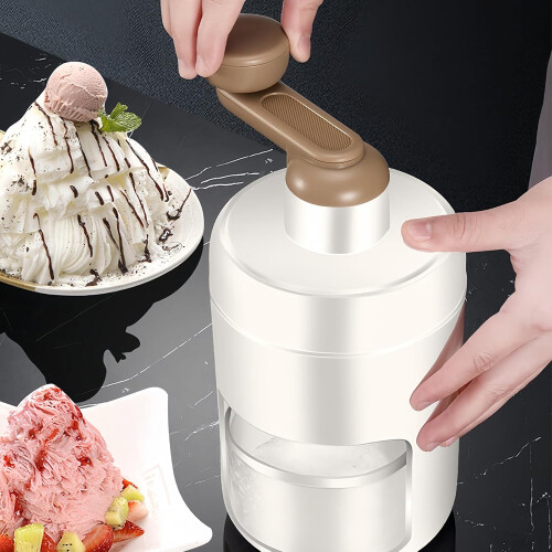 Manual Ice Shaver with Ice Cube Trays, Ice Crusher Slushy Maker (White) 2