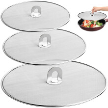 Pack of 3 Splash Guards Pans Stainless Steel MultiUse Grease Splash Guard for Pans for a Variety of Pans Frying Pans 33 cm, 29 cm, 25 cm