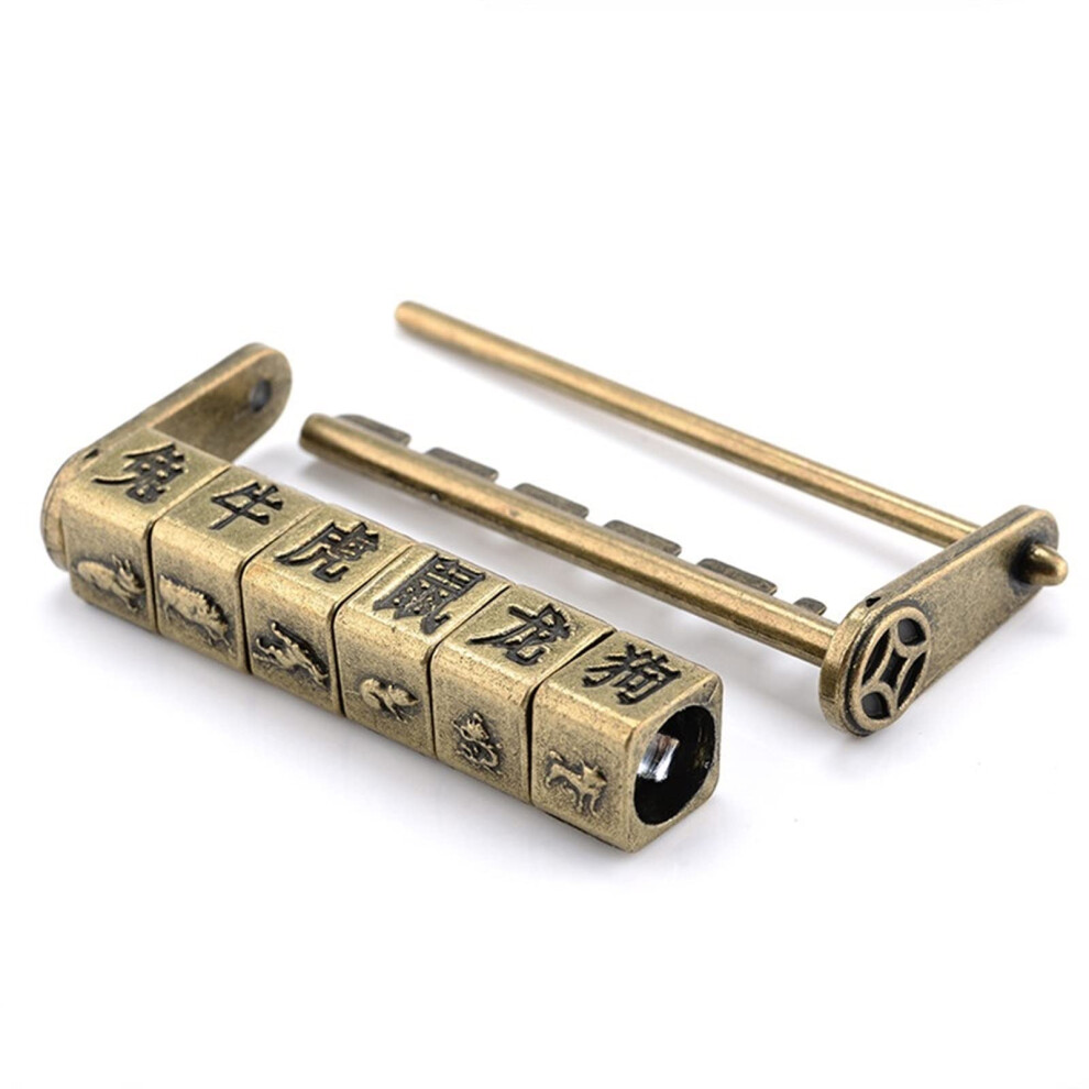 Chinese Vintage Antique Lock Bronze Keyed Padlock Retro Combination Password Lock 90 * 37Mm Zinc Alloy Jewelry Box Padlock 1 Piece 9001264113100