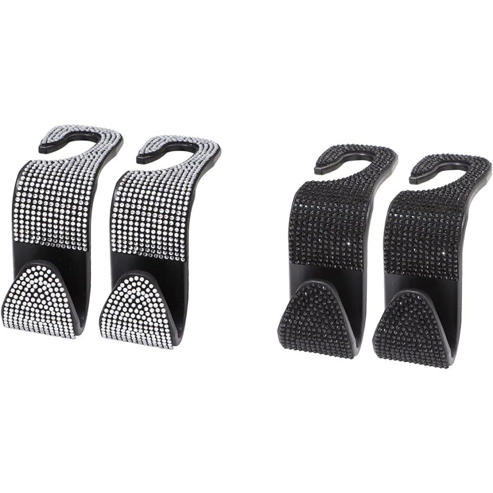Stylish Car Hangers, 4Pcs Bling Rhinestone Auto Purse Hooks, Universal Backseat Organizers, Quick Install, Durable & Elegant, Max Load 40 Lbs Each, Fi 9198585426191