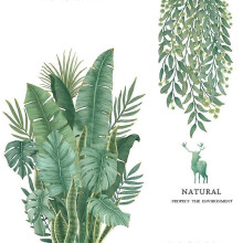 (2pcs) Wall Decal 2/3pcs Diy Wall Stickers Green Plant Leaves Turtle Leaf wallpaper For Living Room Bedroom