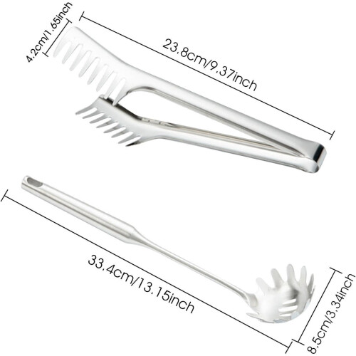 Spaghetti Fork, Pasta Spoon with Teeth, Stainless Steel Serving Cutlery 2