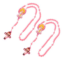 2 stuks acryl kralen rozenkrans ketting met-roze hoektype