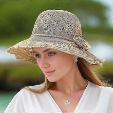 (coffee) Washable Breathable Foldable Hat, Women's Fashion Hollow Sun Hat Large Brimmed Beach Hat New Arrival
