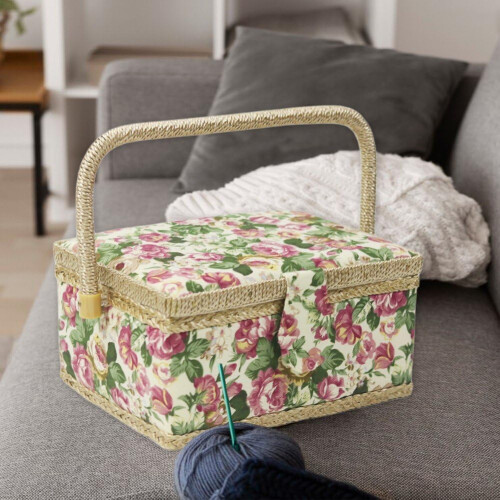 Large sewing basket handle, Vintage sewing basket, Thread needle storage box For storing sewing tools C 2