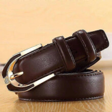(110cm, dark brown) Ladies Leather Pin Buckle Belt Fashion Ladies 3.0 Fine Pants Belt Candy Color New Arrival