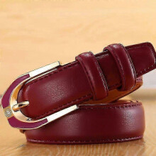 (120cm, wine red) Ladies Leather Pin Buckle Belt Fashion Ladies 3.0 Fine Pants Belt Candy Color New Arrival