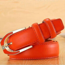 (115cm, orange) Ladies Leather Pin Buckle Belt Fashion Ladies 3.0 Fine Pants Belt Candy Color New Arrival