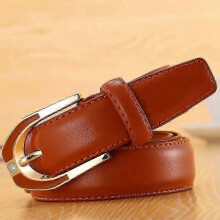 (110cm, brown) Ladies Leather Pin Buckle Belt Fashion Ladies 3.0 Fine Pants Belt Candy Color New Arrival
