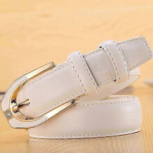 (115cm, white) Ladies Leather Pin Buckle Belt Fashion Ladies 3.0 Fine Pants Belt Candy Color New Arrival