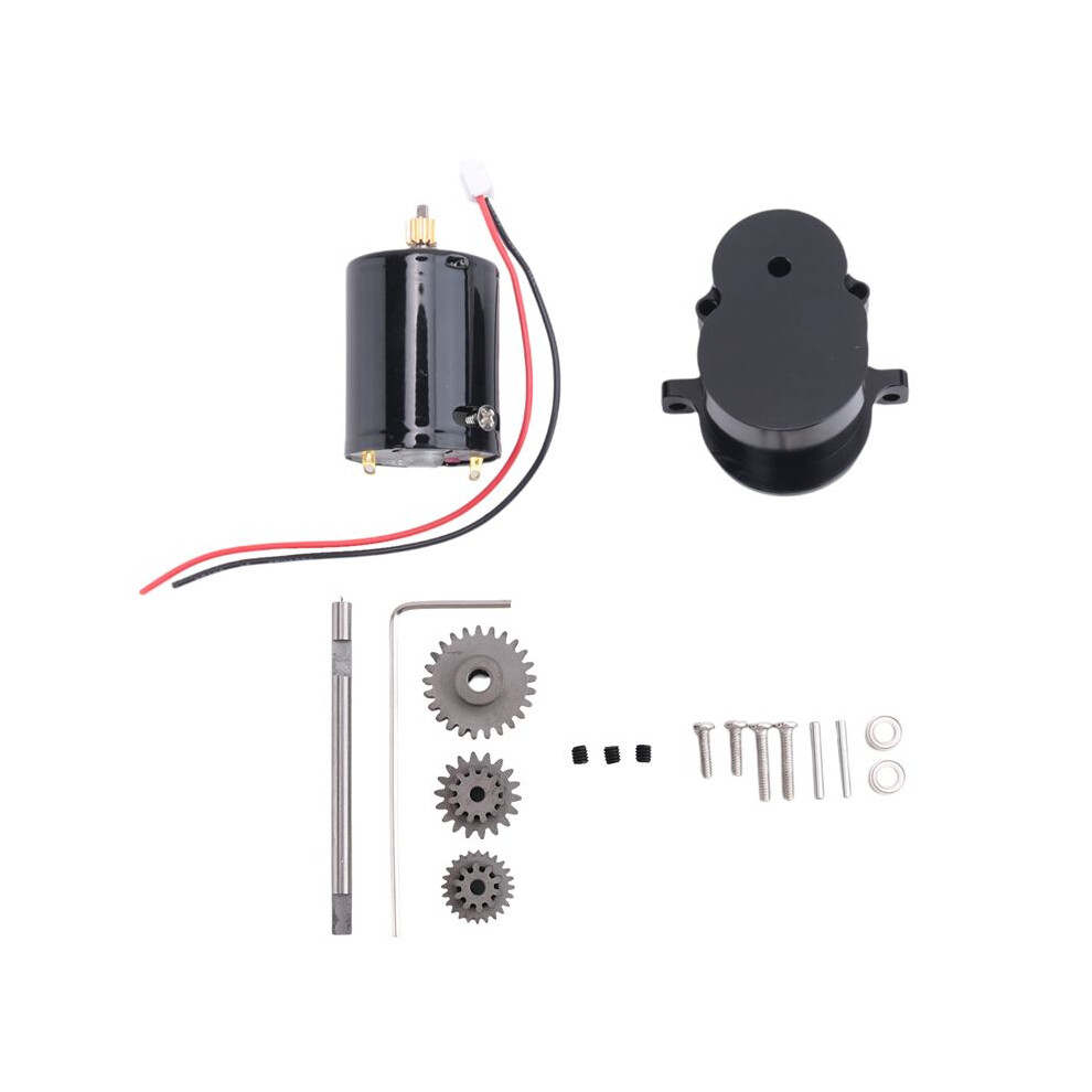 Metal Transmission Gearbox With 370 Motor & Steel Gear For Wpl D12 D42 1/10 Rc Car Upgrade Parts Accessories, Black 6131186997533