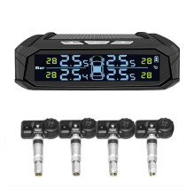 Car TPMS Tyre Pressure Monitoring System Solar Power Digital Display Auto Security Alarm Systems with 4 Internal Sensors