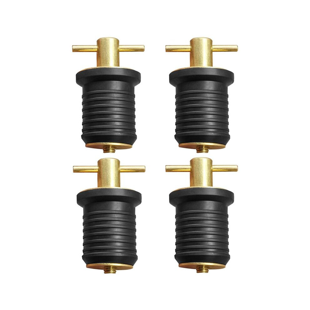 Brass T-Handle Drain Plug Fit For 1 Inch Diameter Drains, Marine Boat Accessories Drain Plug Twist,4Pcs 4713053428757