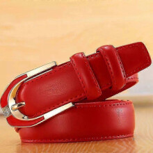 (120cm, red) Ladies Leather Pin Buckle Belt Fashion Ladies 3.0 Fine Pants Belt Candy Color New Arrival