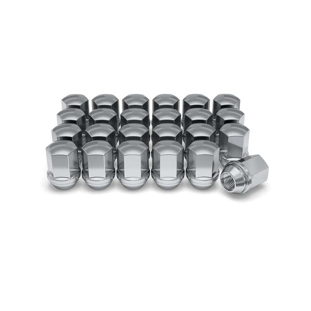 1709D-24Am Solid Piece Chrome M14x1.50 Duplex Bulge Lug Nut For Select Chevy/Chrysler/Dodge/Ram, 24 Pack 4712139603026