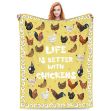 Chicken Blanket, Soft Warm Cozy Cute Yellow Throw Blankets for Bed Sofa