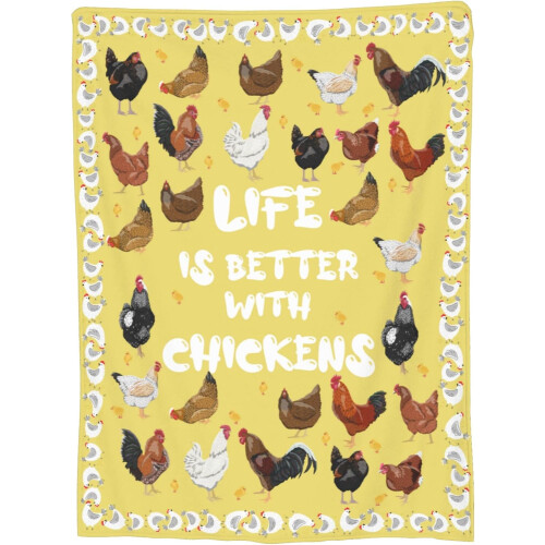 Chicken Blanket, Soft Warm Cozy Cute Yellow Throw Blankets for Bed Sofa 2