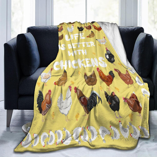 Chicken Blanket, Soft Warm Cozy Cute Yellow Throw Blankets for Bed Sofa 1